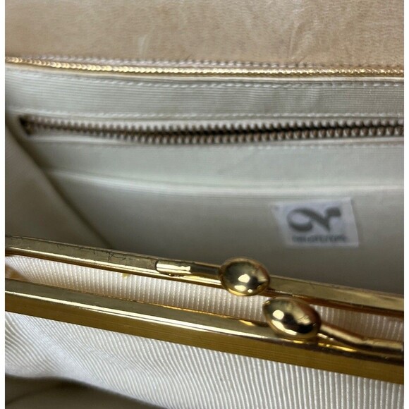 Nicholas Reich Vintage 50s Brown Suede Shoulder Bag Kiss Lock Coin‎ Purse USA - Picture 10 of 13